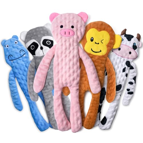 SHARLOVY No Stuffing Dog Toys 5 Pack, Crinkle Interactive Dogs Toy for Boredom, Puppy Toys for Teething to Keep Them Busy, Cute Squeaky Dogs Toy for Small, Medium, and Large Breed | Puppy Toys for Teething to Keep Them Busy, Cute Squeaky Dogs Toy for Smal