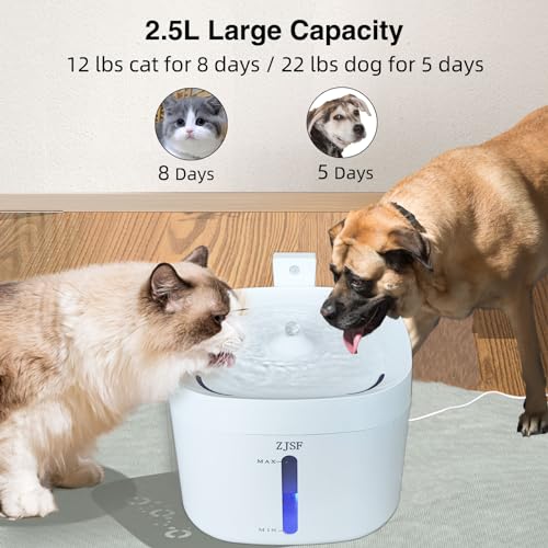 Cat Water Fountain, 2.5L Cat Fountain, Super Silent Pet Water Fountain, Water Dispenser with Smart Pump for Cats, Dogs, Multiple Pets White - color: White
