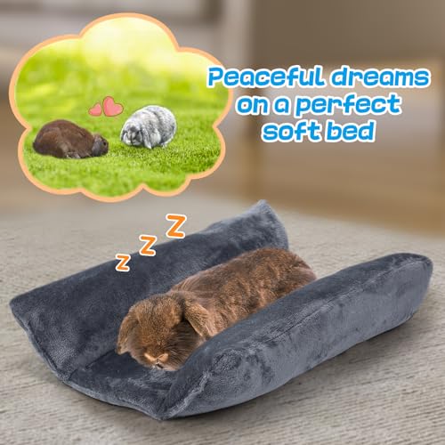 Soft Bunny Bed - 15.7" x 14" Rabbit Bed, Warm Cuddle Cushion Plush Mat for Guinea Pig, Ferret, Small Animal - Grey - color: Grey