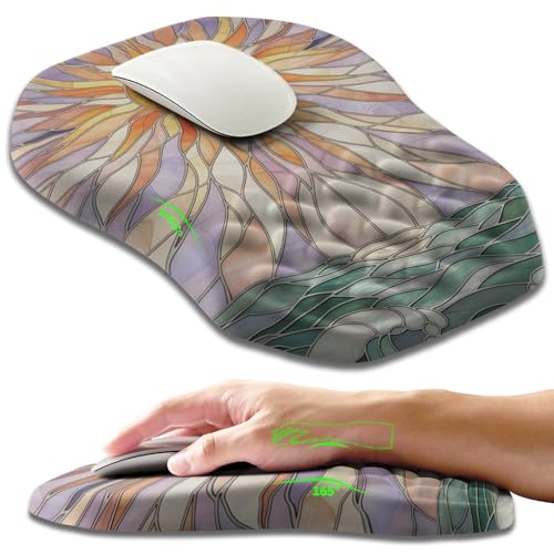 Ergonomic Slope Mouse Pad Wrist Support, Wrist Rest Mousepad for Carpal Tunnel Pain Relief with Massage Bulge and Slow Rebound Memory Foam (12x8 inch, Sun God) - color: AM045-Sun God