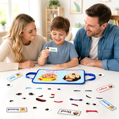 WATINC Travel Felt Board Story Set - Portable Felt Board Educational Birthday Gift for Boys Girls, Themed Storytelling Preschool Early Learning Interactive Play Kit for Toddlers (Emotional) - style: Emotional