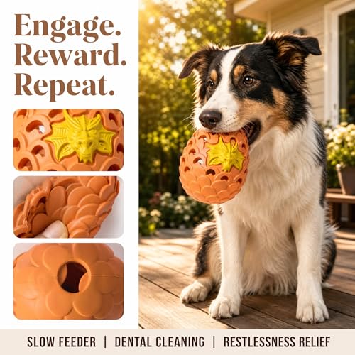Dragon Egg Dog Chew Toys for Power Chewers - Toughest Indestructible | Treat Dispenser for Medium Large Aggressive Heavy Chewers, Interactive Puzzle, Easy Clean - color: Large 5.3IN Orange