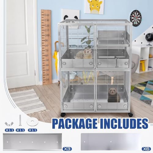 Scatter Guards Compatible with Ferret Nation & Critter Nation, 9 Pcs Pull Out Adjustable Small Animal Cages Guards, Urine & Litter Containment for Ferrets, Chinchillas, Rats (Aluminum Color) - color: Aluminum Color