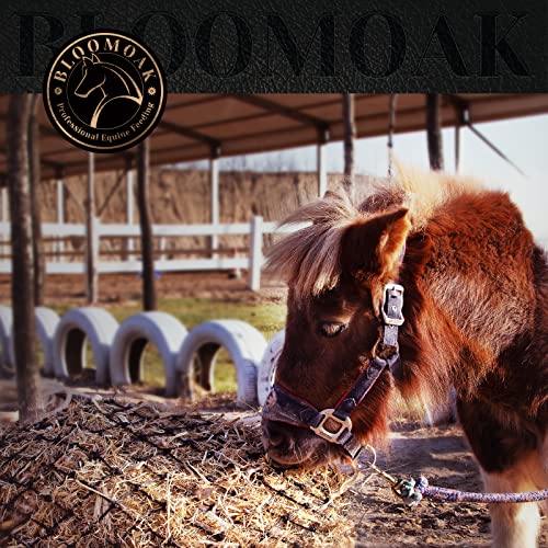 Bloomoak Slow Hay Net Feeder for Horses, Durable Soft Black PE 2/3 String Hay Bales Bags, Fit 36x18x18 to 47x25x17 Inches, Extends 50-64 Inches (3 1.6" Hole/1PC) - color: 3 String-1.6" Hole-Ultra Slow Feed/1PC