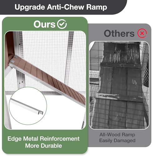 Large Rabbit Hutch Indoor and Outdoor, Bunny Cage with Leakproof Tray and Anti-Chewing Ramp, Wooden Rabbit House for Guinea Pig, Chickens, Duck (Two Sets) - color: Brown, size: 114"L x 21.3"W x 33.4"H