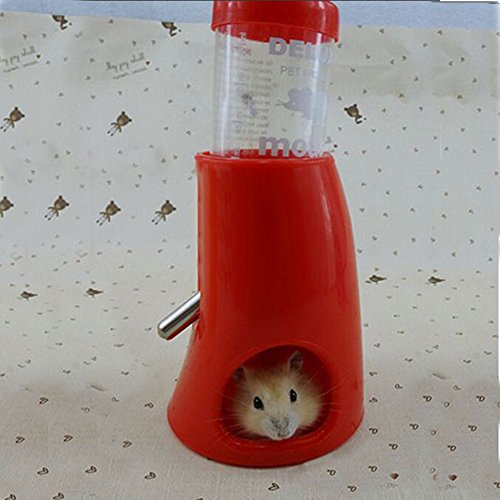 Litewoo 2 in 1 Hamster Water Bottle, Automatic Drinker and Cabin Fits Syrian Dwarf Hamster Mouse Gerbil Mice Chinchilla Small Animal (Red) - color: Red