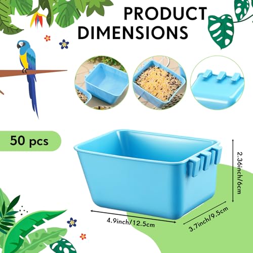 50 Pcs Cage Cups Chicken Feeder Cups 16 oz Hanging Bird Food Water Bowl Bunny Cage Feeding Dish for Pet Parrot Rooster Parakeet Poultry Pigeon(Sky Blue) - color: Sky Blue