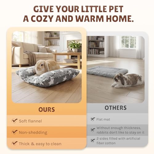 Soft Rabbit Bed, Thickened and Softer, Double-Sided(2pcs Gray+Pink) | 16.5 X 18in Soft Rabbit Bed, Thickened and Softer , Double-Sided Plush Rabbit Beds,Bed for Bunnyfor Rabbits Indoor - color: Gray+Pink