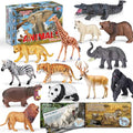 13 Pack Animal Figures with Booklet, Safari Jungle Animal Figurines | Realistic Safari Animals Figures for Kids, Plastic Zoo Animals Figurines for Toddle, Jungle Birthday Party Favor for Boy Girl