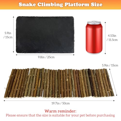 Reptile 19.7x5.9″Bendable Wooden Bridge with 5.9x9.8″Slate Rock Bearded Dragon Basking Platform Set Climbing Hideout Basking Terrace and Hide Cave for Lizard Flexible Gecko Habitat Decor - size: L: 19.7x5.9″ Wooden Bridge,5.9x9.8″Slate Rock