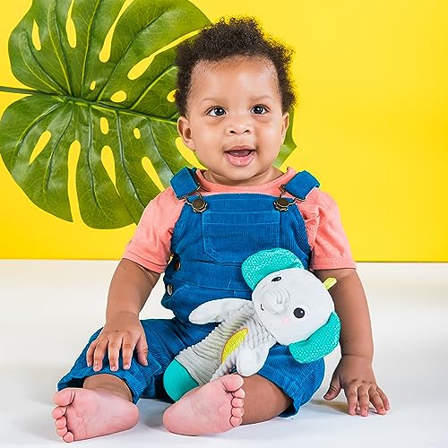 Bright Starts Snuggle & Teethe BPA-Free Crinkle Teething Plush Baby Toy - Elephant - color: Gray, size: 1 Count (Pack of 1)