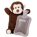 HomeTop Premium Classic Rubber Hot Water Bottle with Triceratops Cover | Natural rubber hot water bottle,Long-lasting heat retention,Snuggly all-night warmth - color: Gray/Monkey