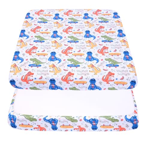 Cloele Square Playard/Playpen Fitted Sheets,36 X 36in,Music Dinosaur | Stretch Portable,Playard Mattresses Sheets for Baby,Square Pack and Play Crib Sheets,Ultra Soft - color: Music Dinosaur, size: 36"x36"