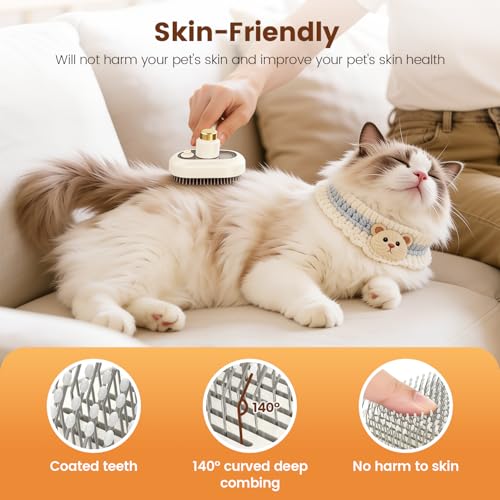 Glendan Pet Steam Brush for Shedding - 3-in-1 Spray Grooming Comb for Dogs & Cats - Self-Cleaning Mist Brush Softens Fur & Reduces Static - Ideal for Long Short Hair and Bath-Hating Pets - color: White, size: Large