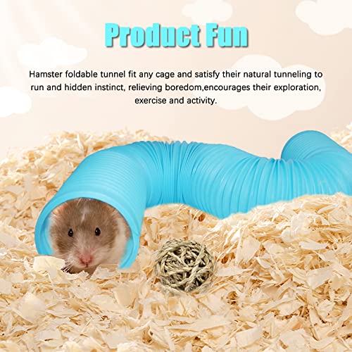 PINVNBY 2 PCS Hamster Tunnels,Plastic Ferret Tunnel,Guinea Pigs Tubes Hamsters Foldable Exercising Training Hideout Tube with 19 PCS Small Animals Toys for Mouse Gerbils Rats Mice(Blue) - color: 【Blue】