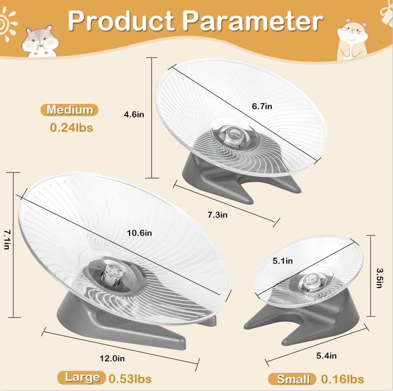 Hamster Flying Saucer Silent Running Exercise Wheel for Hamsters, Gerbils, Mice,Hedgehog and Other Small Pets Silent Running Wheel Hamster,Medium