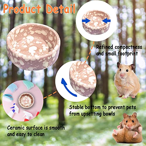 kathson 2 Pcs Hamster Food Bowl Guinea Pig Ceramic Water Bowl Small Animal Feeding Dish for Dwarf Hamster Gerbil Syrian Ferret Hedgehog Chinchilla Bunny (Pink)… - color: Pink, size: 2Pcs:S