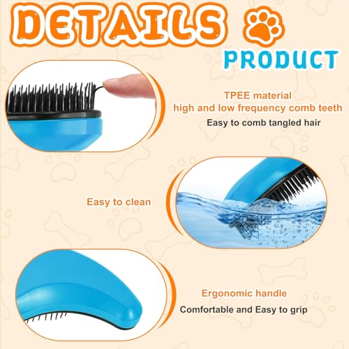 Small Dog Brushes, Grooming Brushes Puppies Hair Remover (Blue, 2 Pcs) - color: Blue