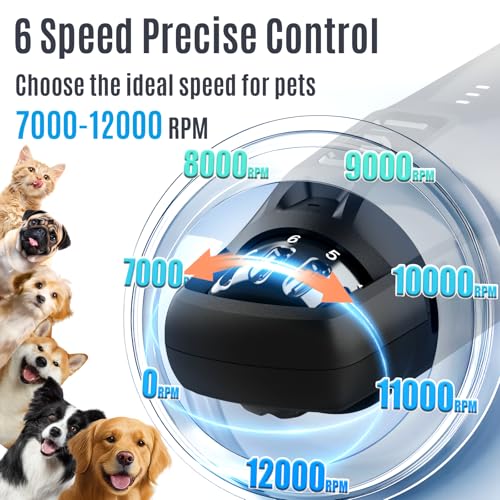 Casfuy New 6-Speed Dog Nail Grinder - 50% More Power Dog Nail Trimmers with 2 LED Lights Quiet 7h Running Time Electric Pet Nail Grinder File Toenail Grinder for Large Medium Small Dogs & Cats (Black) - color: Black