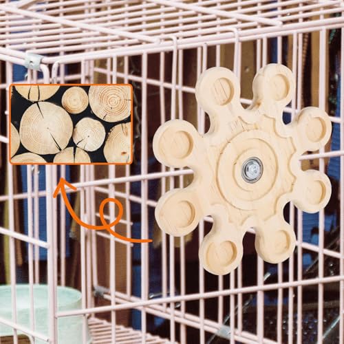 BOXOB 3pcs Rotating Chinchilla Toy, 3 Styles Wooden Chinchilla Chew Toy for Teeth Hanging Interactive Pet Toys Cage Accessories for Guinea Pig Hamsters Gerbil Rat Rabbit