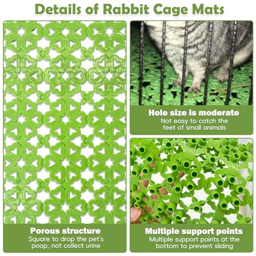 kathson 6PCS Rabbit Cage Mat Floor Bunny Foot Resting Pads Plastic Cage Mat for Pet Cats Dogs Hamster Rat Chinchilla Guinea Pig and Other Small Animals - size: 6 PCS