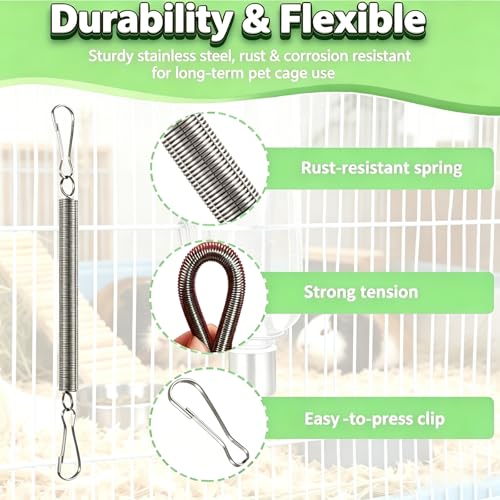 10 Pack Guinea Pig Water Bottle Spring Clips, Rabbit Water Bottle Holders | Metal Spring Clips Replacement for Small Animal Cages to Hold on Pet Water Bottle Indoor Outdoor for Hamster, Rats