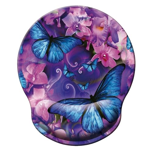Mouse Pad with Wrist Support, Ergonomic Mouse Pad with Memory Foam Wrist Rest Cushion, Non-Slip Rubber Base Gaming Mice Pad for Home Office Computer Laptop, Butterfly Flowers - color: M29-Butterfly flowers