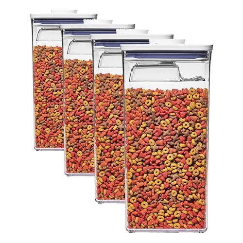 OXO Good Grips Pet Food Container 6.0 Qt | Clear | Airtight Seal | With Half Cup Scoop | Pack of 4 - color: White, size: Pet POP 6.0 Qt (Pack of 4)