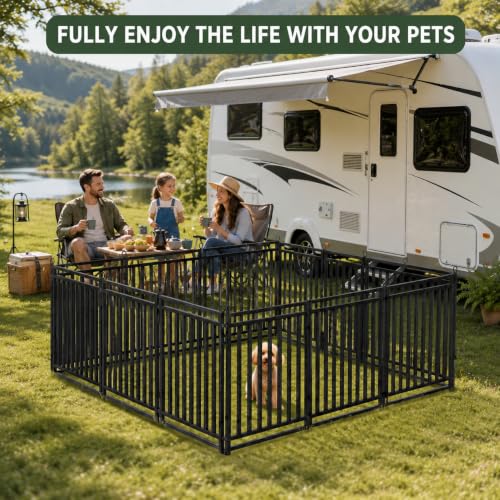 Thickened Outdoor Dog Fence, 32" H, 16 Panels for Yard & Camping | Easy Setup, Flexible Layouts, Thickened Panels, Heavy-Duty, for Medium & Large Dogs and Farm Use, Patented - size: 32" height, style: 16 Panels