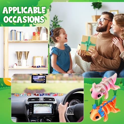 Honoson 12 Pcs 3D Printed Animals 5-7cm, Axolotl | Articulated Fidget Animals, Flexible 3D Printed Figures for Stress Relief, Cute Mini Joints for Party Favors and Display - size: 5-7cm, style: Axolotl