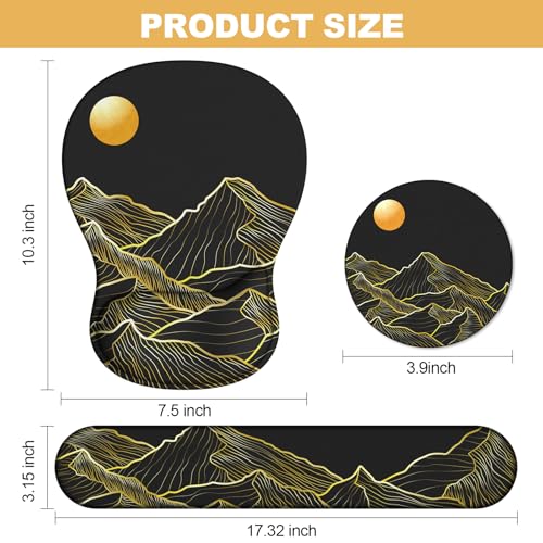 Ergonomic Mouse Pad with Wrist Rest and Keyboard Wrist Rest, Gel Mousepad and Wrist Rest for Computer Keyboard, Pain Relief, Non-Slip PU Base, Black Mouse Pad with Wrist Support for Gaming, Mountain - color: Mountain