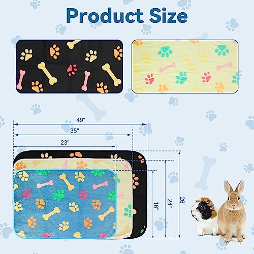 YUEPET Guinea Pig Blankets 3 Pack, Waterproof-Backed Fleece Liners, S | Guinea Pig Fleece Cage Liners, Waterproof Backing, Washable mats, Soft Fleece Surface, 23 x 16 in - color: Blue+yellow+black, size: S-23"×16"