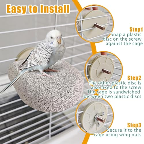 4Pack Bird Perch Stands Parrot Beak Grinding Stone Platform,Grey-S | Parakeet Foot Claws Trimmer,Calcium Perch Climbing Chewing Toys for Small Medium Birds Cockatiel Conure Lovebird Budgie - color: 4Pack Grey | S