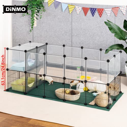 DINMO 36 Panels Small Animal Playpen with Oxford Mat & Game Holes, 60.2 x 24.8 x 24.8 inches, Kitten Enclosure, Rabbit Cage, Bunny Play Pen, Iron Mesh & Plastic Combination, Visualization, DIY - style: Plastic and Metal Mesh Design