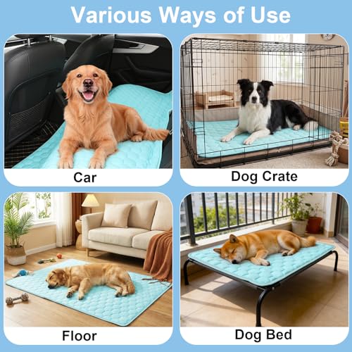 Vivifying Cooling Mat for Dogs, 40" x 30" Waterproof Reversible Dog Cooling Mat with Ice Silk, Thick & Durable Summer Blanket for Sofa, Bed, Crate, Car Seat (Blue) - size: X-Large