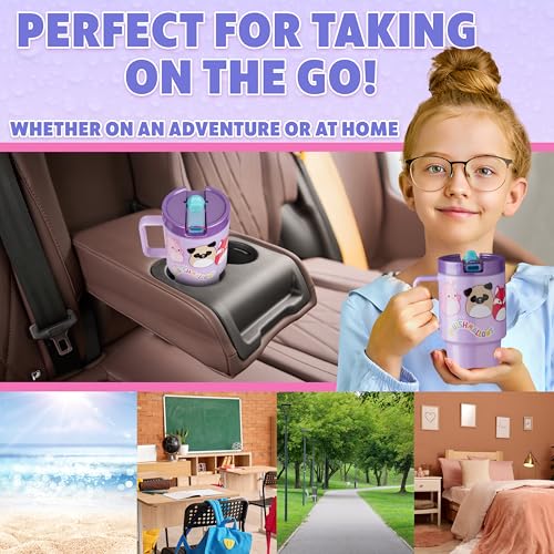 Get Trend Squishmallows Kids Water Bottle with Straw 16.9 oz BPA Free Plastic Cup with Lid Handle Reusable Tumbler for School Gifts for Kids (Lilac Squishmallows) - color: Lilac Squishmallow