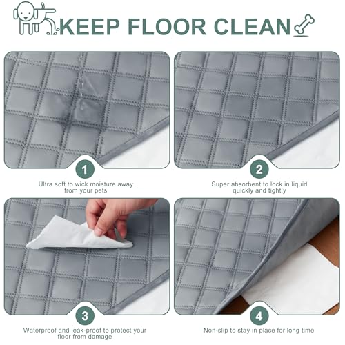 Eterish Reusable Washable Pee Pads for Dogs Large/Extra Large 36'' x 41'' 2 Pack, Absorbent Pet Puppy Dog Training Pads Non-Slip, Waterproof Whelping Potty Pads for Dogs Leak-Proof - color: Gray, size: 2 Pack (36"x41")