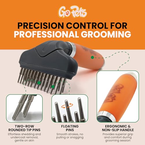 Double Row Dematting Rake Undercoat Deshedding Tool for Dogs & Cats | Dog Brush for Shedding and Grooming, Long Hair Pet Grooming Brush for Mat Removal, Detangling, and Shedding Control - style: Double Row Dematting Comb