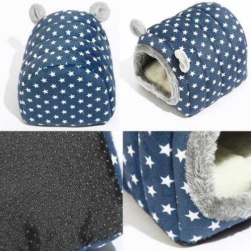 Hedgehog Bed Cave Hideout Hedgehog Accessories Hedgehog House, Hamster Small Animals Cage Supplies Warm House (Blue) - color: Blue