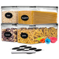 4pc 3.2L Large Airtight Plastic Canisters with Lids, Cups & Labels | Plastic Food Storage with Labels for Spaghetti, Cereal, Oats & Kitchen Pantry Organization, 4 Pack - size: 4 pcs(3.2L)