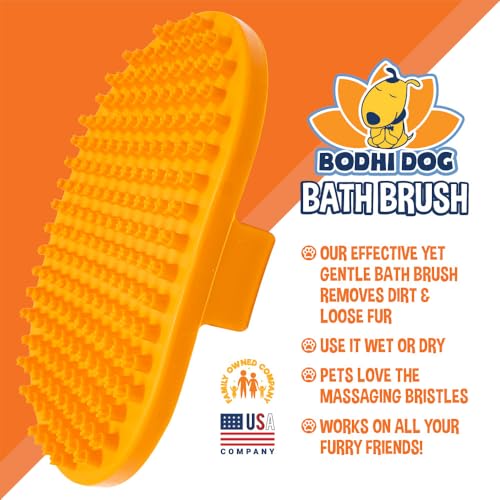 Bodhi Dog Shampoo Brush - Pet Grooming & Bath Supplies for Dogs and Cats - Bath Brush for Long & Short Hair - Premium Scrubber for Shower, Showerhead, Sprayer & Bathing (One Pack, Orange) - color: Orange, size: 1 Pack