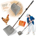 Chicken Dog Poop Scooper & Rake 2-in-1 Telescopic Chicken Litter Scoop for Chicken Coops & Small Farm Animals Sand Sifting Litter Shovel Gray - color: GRAY