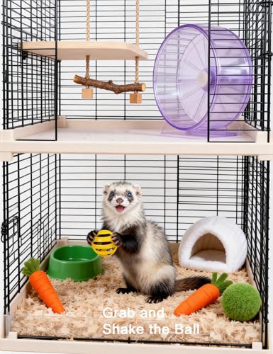 10-Pack Ferret Jingle Bell Toy Balls, Non-Toxic PP, Hollow Play | Smooth Polished Edges, No Sharp Burrs, Gentle for Ferret Mouth and Paw