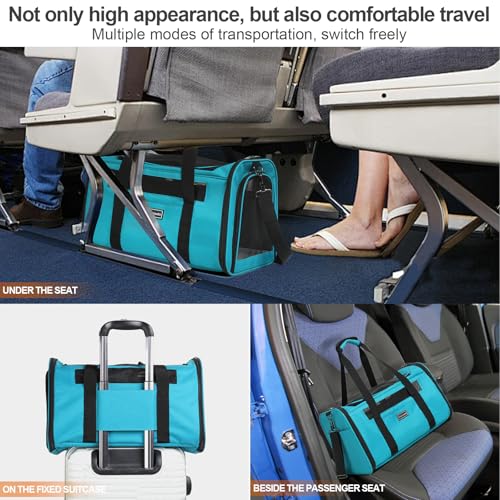 Airline Approved Dog Carrier. Cat Soft-Sided Carriers,Small Dog Travel Carriers,Small Animal Rabbit Carrying Case,TSA Airline Approved Pet Carrier（Blue） - color: Blue