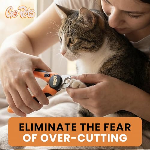 Nail Clipper for Large Dogs & Cats, Quick Sensor Safety Guard | Heavy Duty Trimmer for Thick Nails, Stainless Steel Blades, Grooming Tool for Pets, Non-Slip Handle Built-in Nail File - size: Large