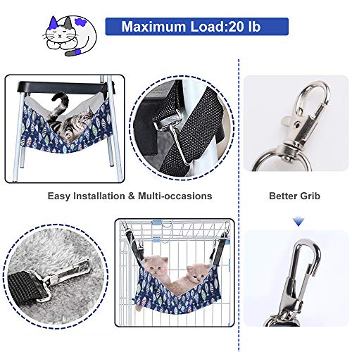 Cat Hammock Bed for Cage, 22x18 inch Adjustable Hanging Cat Hammock | Reversible Soft Perch Pad, Ideal for Indoor Cats, Kittens, Ferrets, Puppies & Small Pets, Suited for Rest & Sleep