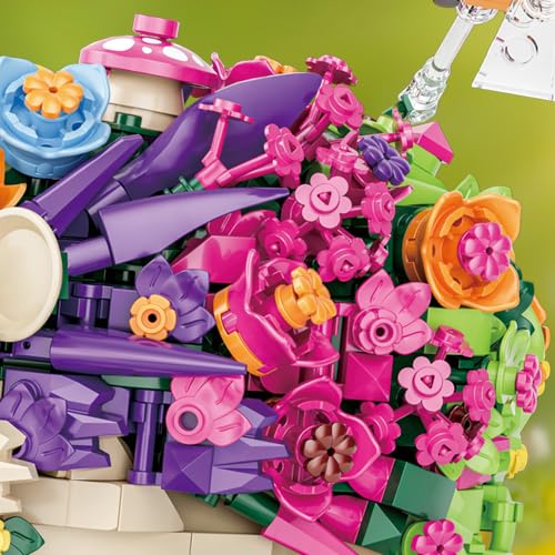 RiceBlock Hedgehog Building Sets, Flowers Animal Building Toys Collectible Gift ，Birthday Gifts Toys for Adults and Kids Age 6+(998 Pieces).