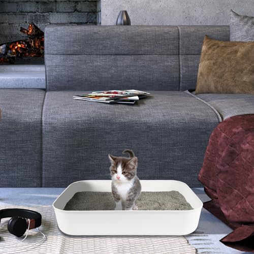 Small Litter Box, Plastic Kitten Litter Box, 13.9 x 9.8 x 3 Inch Open Litter Box for Small Pet, Easy to Clean (White 4PCS) - color: White 4PCS