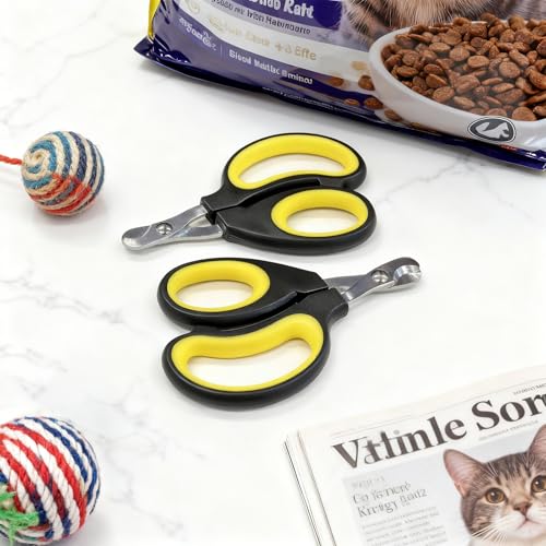 Professional Cat & Small Pet Nail Clippers Set, Safe Stainless Steel Claw Trimmers for Indoor Cats, Kittens, Small Dogs, Birds & Rabbits (2-Pack)