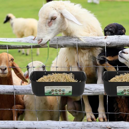 6 PCS Black Goat Feeder Hanging Pig Feeder with Clips 5 Quart Chicken Feeder Trough Poultry Feeder Hanging Goat Mineral Feeder Chicken Coop Feeder and Waters for Livestock, Pets, Poultry - color: Black